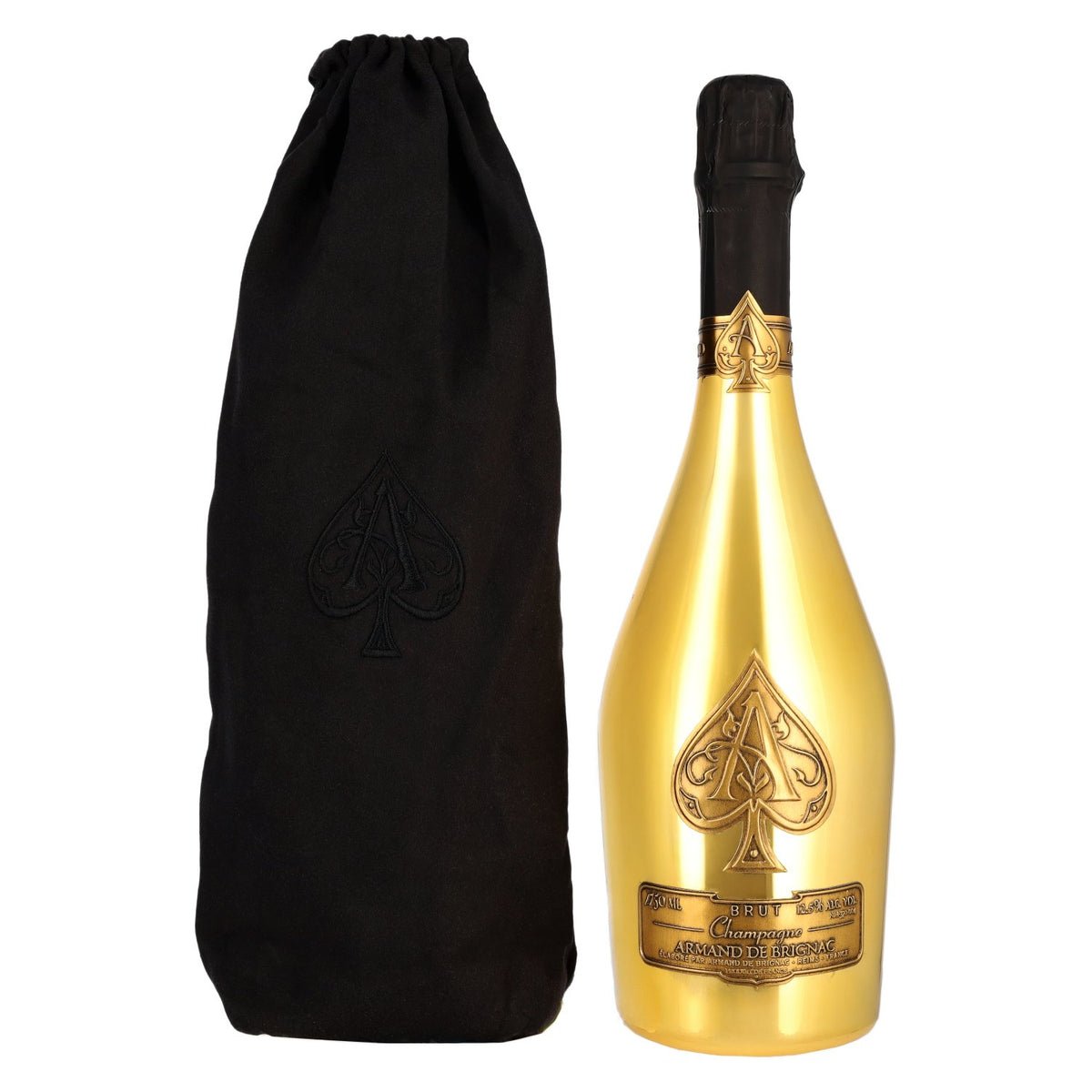 Armand de Brignac Champagne Brut Gold 12,5% Vol. 0,75l in Fluwelen Zakje