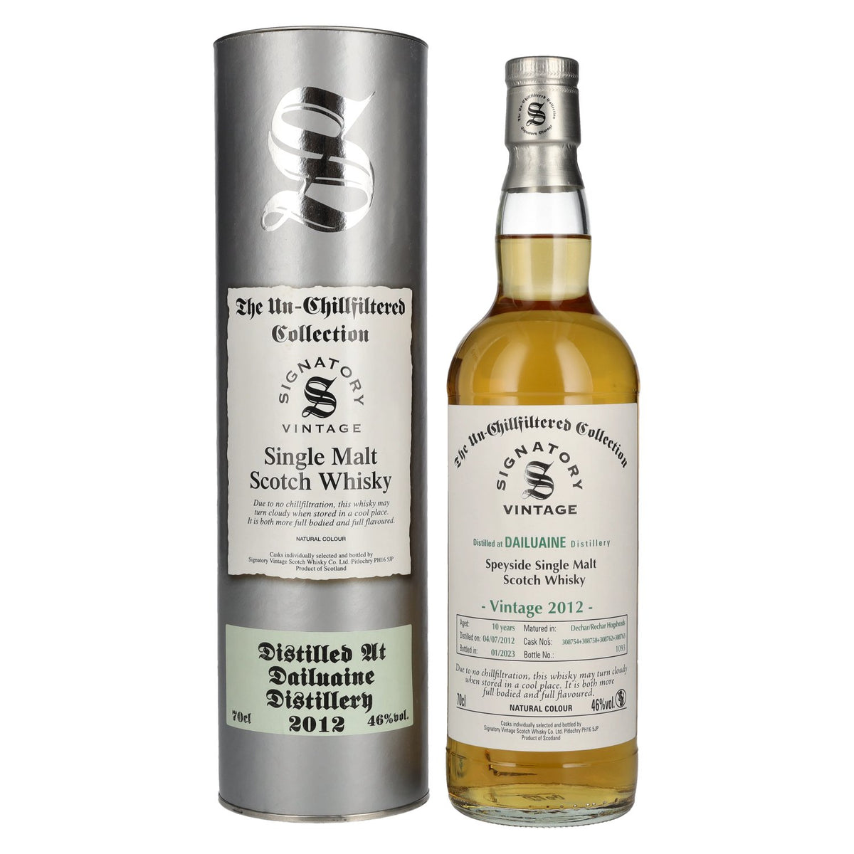 Signatory Vintage Dailuaine 10 Years Old The Un-Chillfiltered 2012 46% vol. 0,7 l in geschenkverpakking