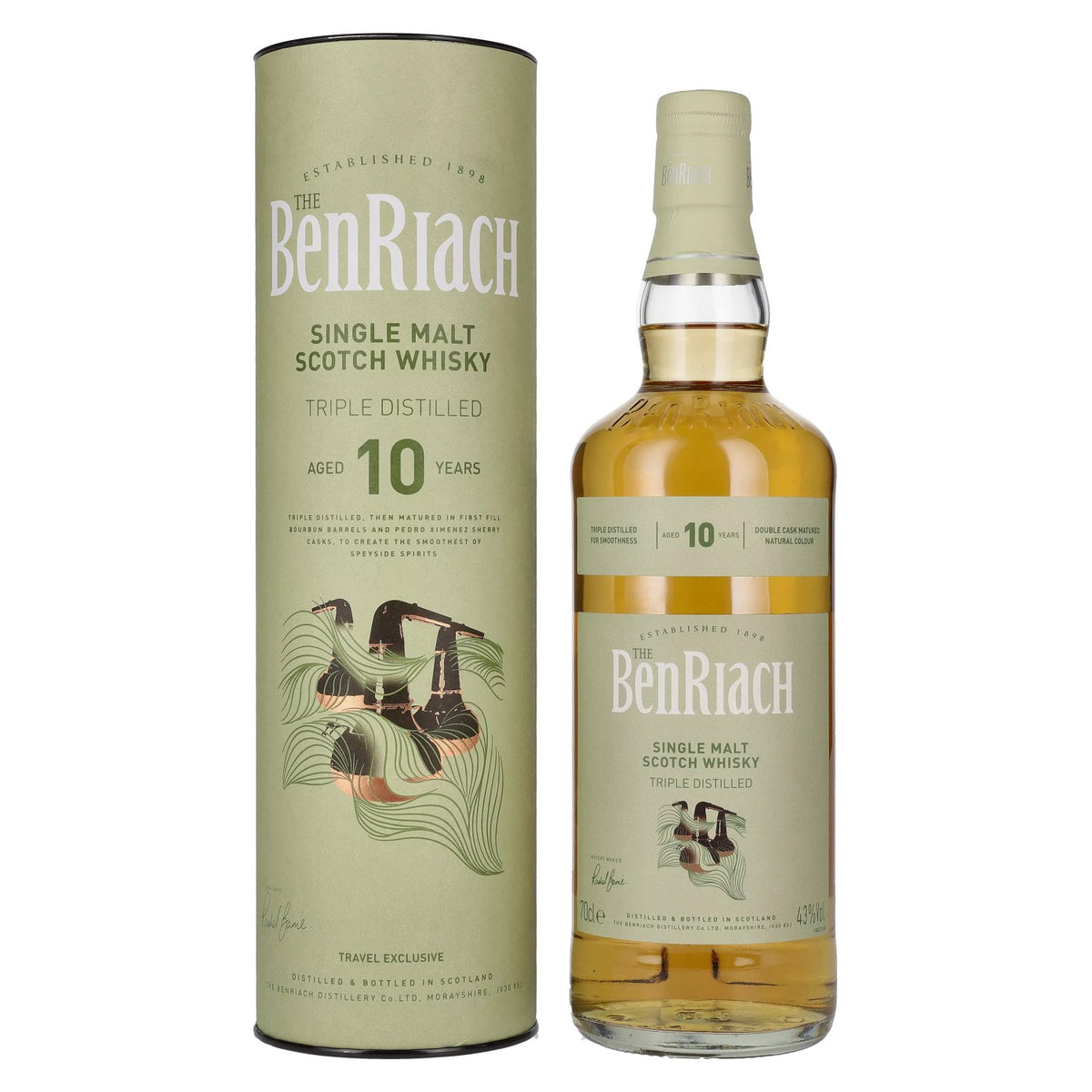 Benriach 10 Years Old Driedubbel gedistilleerd vat gerijpt 43% Vol. 0,7l in geschenkverpakking