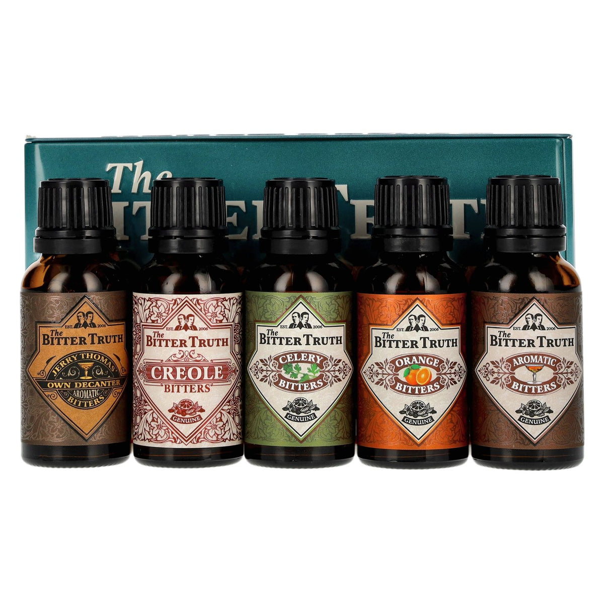 The Bitter Truth Cocktail Bitters Traveler's Set 38,2% vol. 5 x 0,02 l in blikken doos