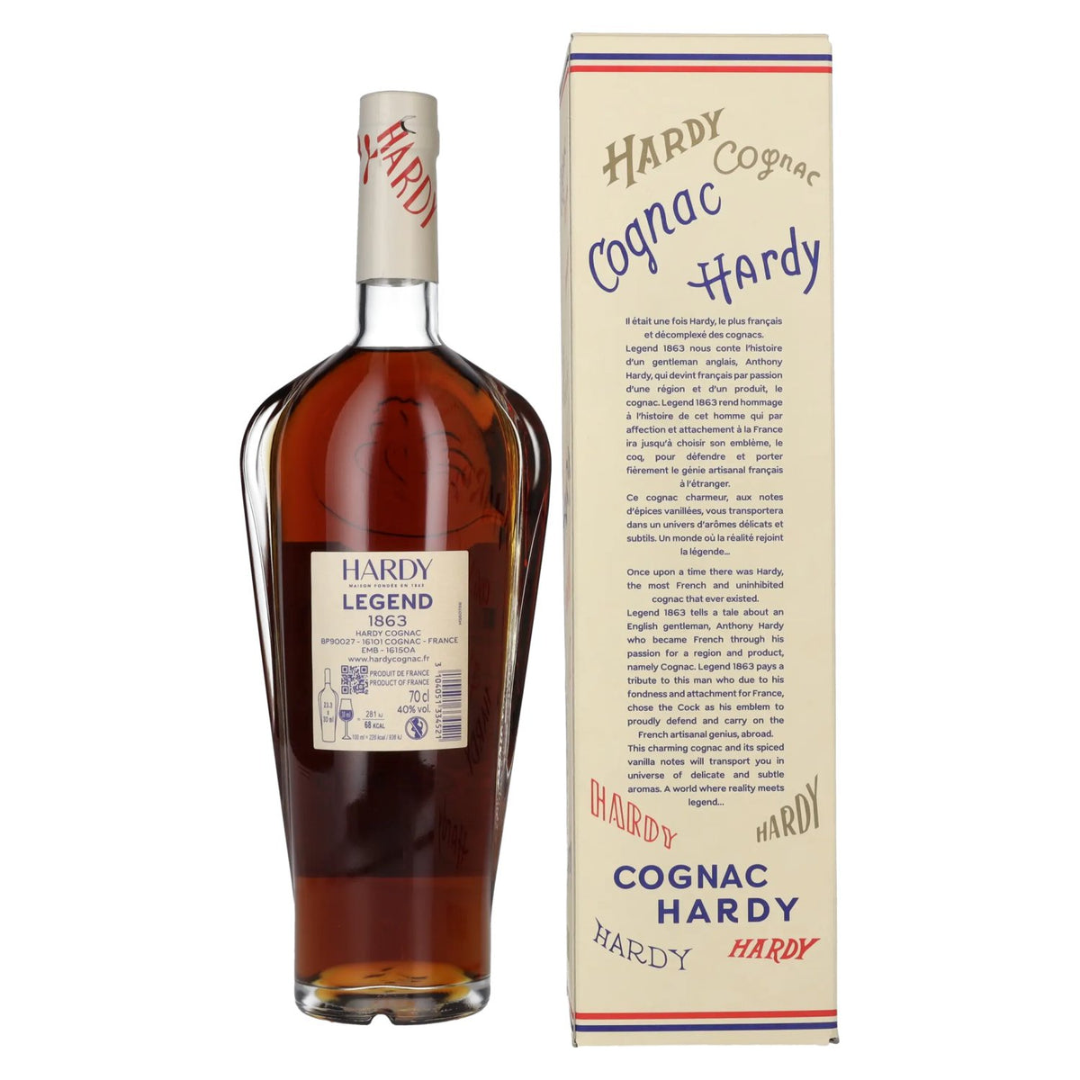 Hardy Cognac LEGEND 1863 40% vol. 0,7 l in geschenkverpakking