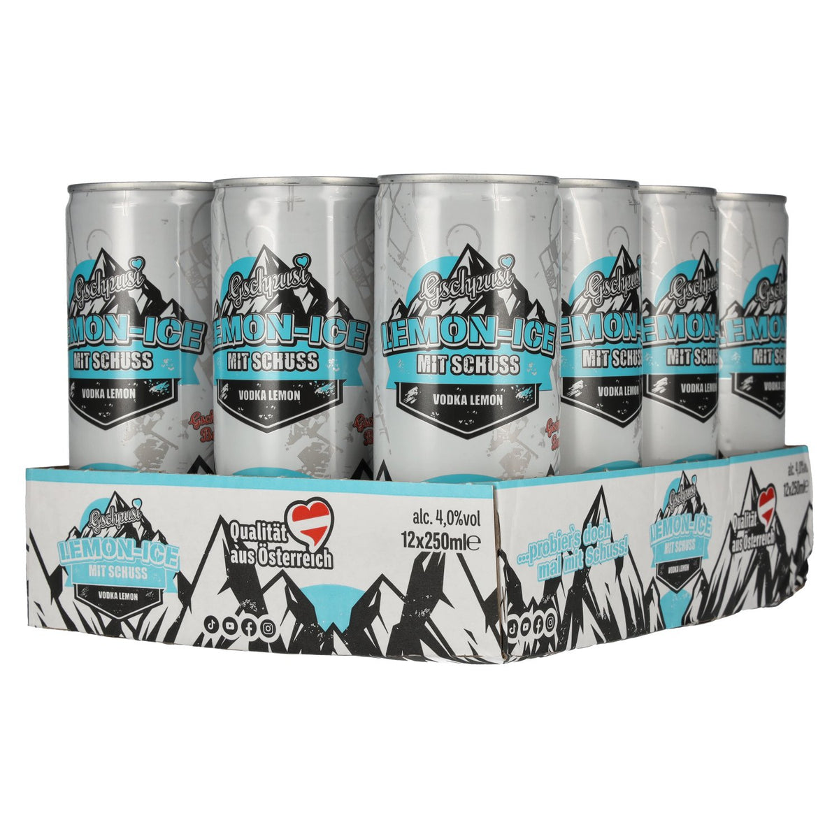 Gschpusi Lemon-Ice met een scheutje 4% vol. 12 blikjes van 0,25 l, statiegeld