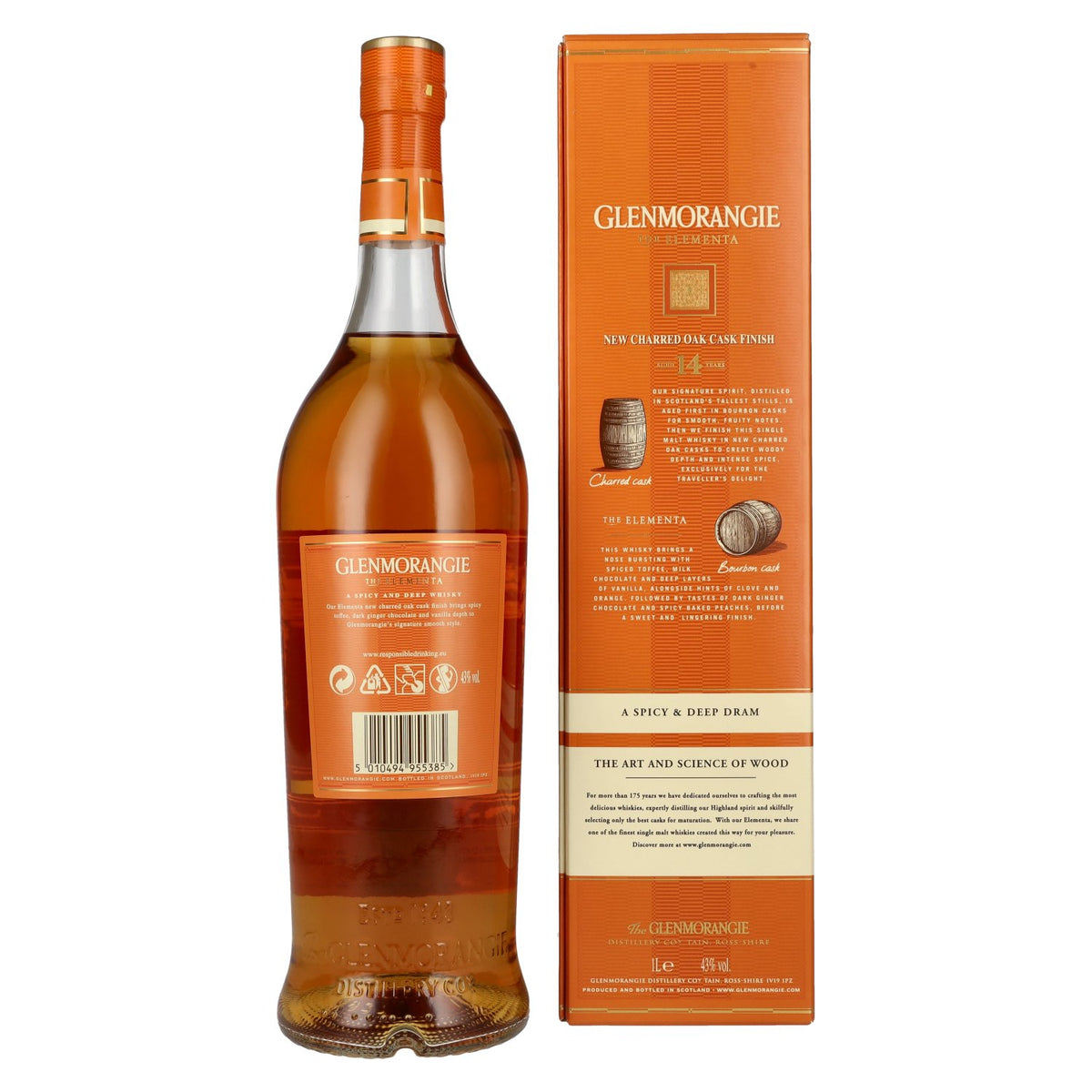 Glenmorangie The ELEMENTA 14 Years Old New Charred Oak Cask Finish 43% Vol. 1l in geschenkverpakking