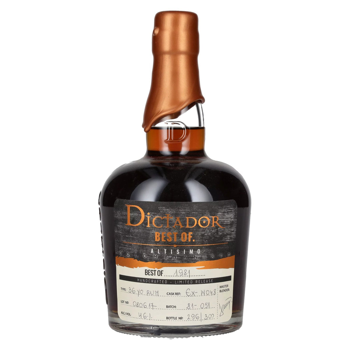 Dictador BEST OF 1981 ALTISIMO Colombiaanse rum 36 jaar oud/080617/EX-W048 46% vol. 0,7 l