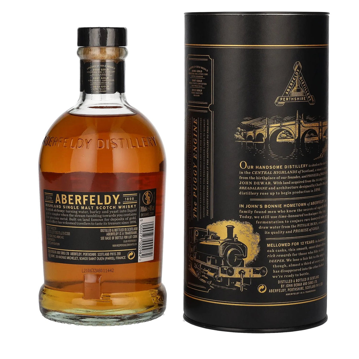 Aberfeldy 12 ans d'âge, single malt des Highlands, 40 % vol., 0,7 l, dans un coffret cadeau