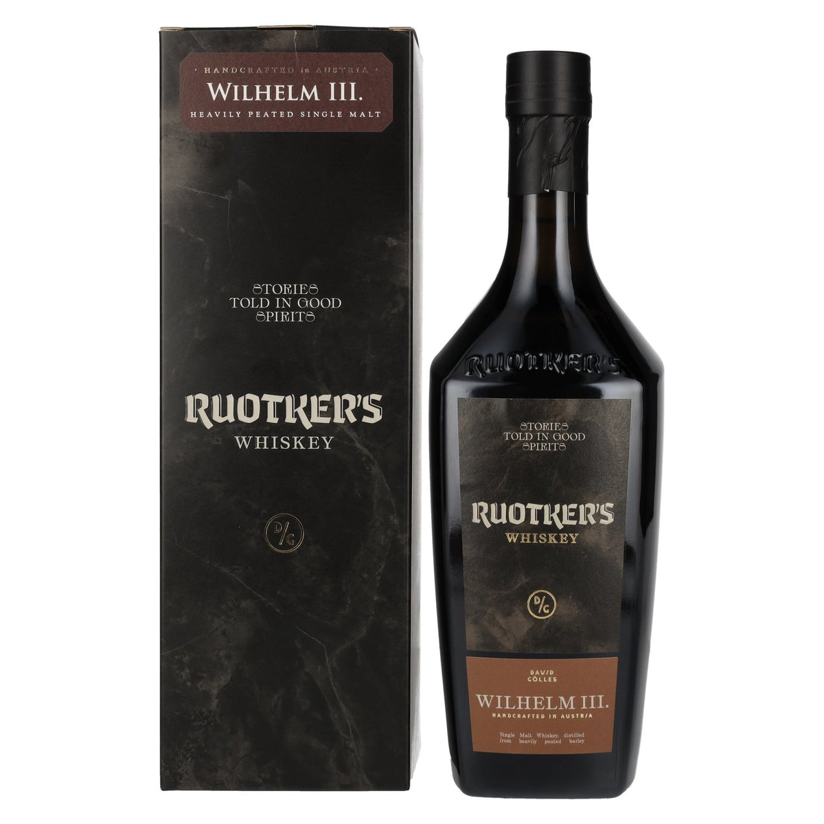 Ruotker's WILHELM III Heavily Peated Single Malt Whisky 46% ABV 0.7l in a gift box
