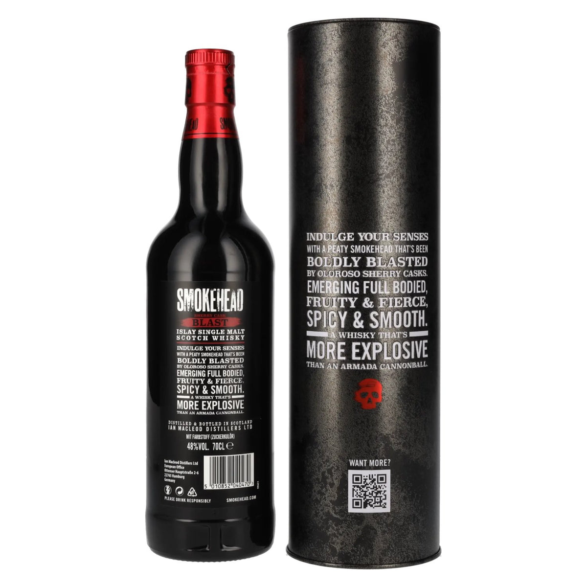 Smokehead SHERRY CASK BLAST Édition limitée 48 % vol. 0,7 l dans une boîte en fer-blanc