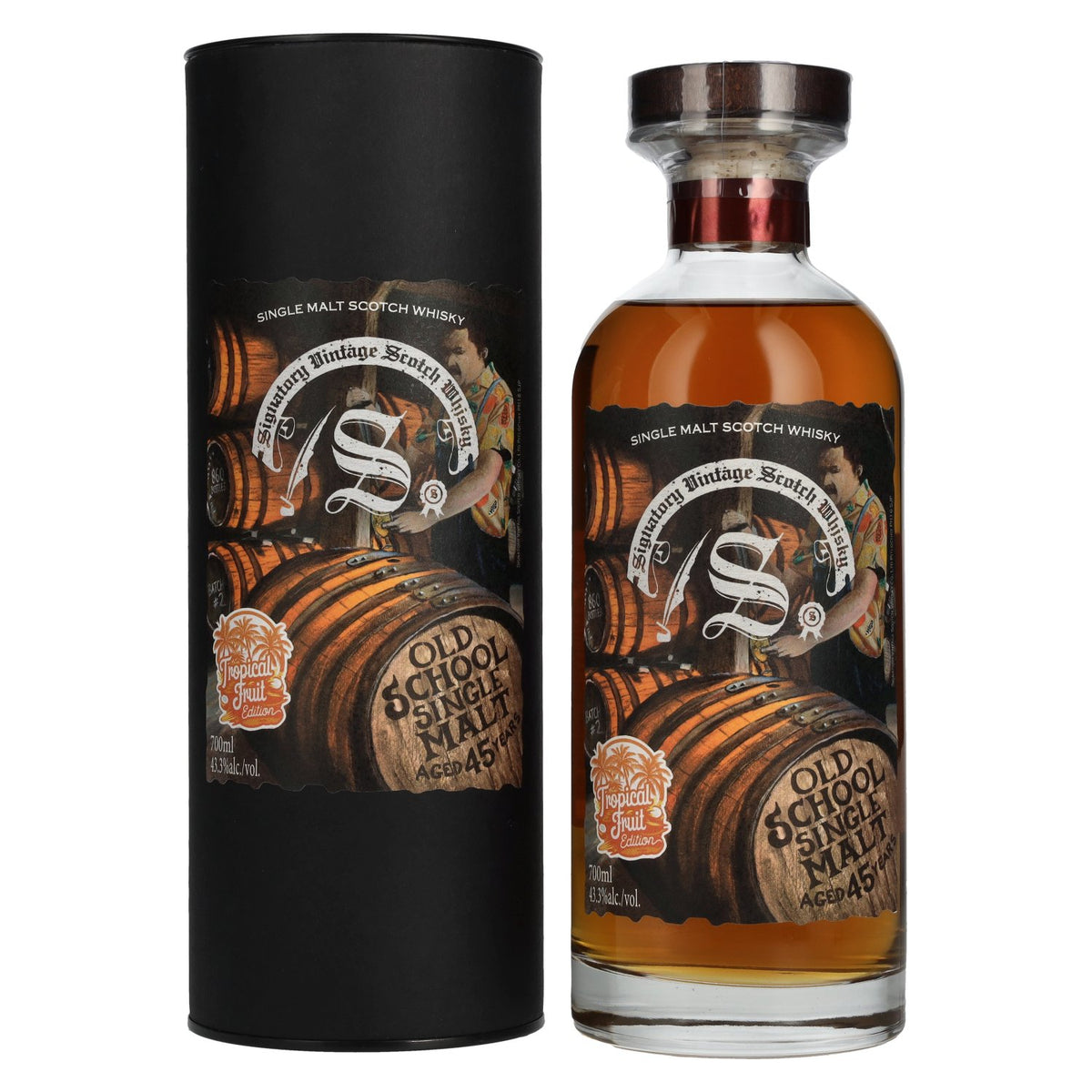 Signatory Vintage 45 ans d'âge OLD SCHOOL Édition « Tropical Fruit » 43,3 % vol. 0,7 l dans un coffret cadeau