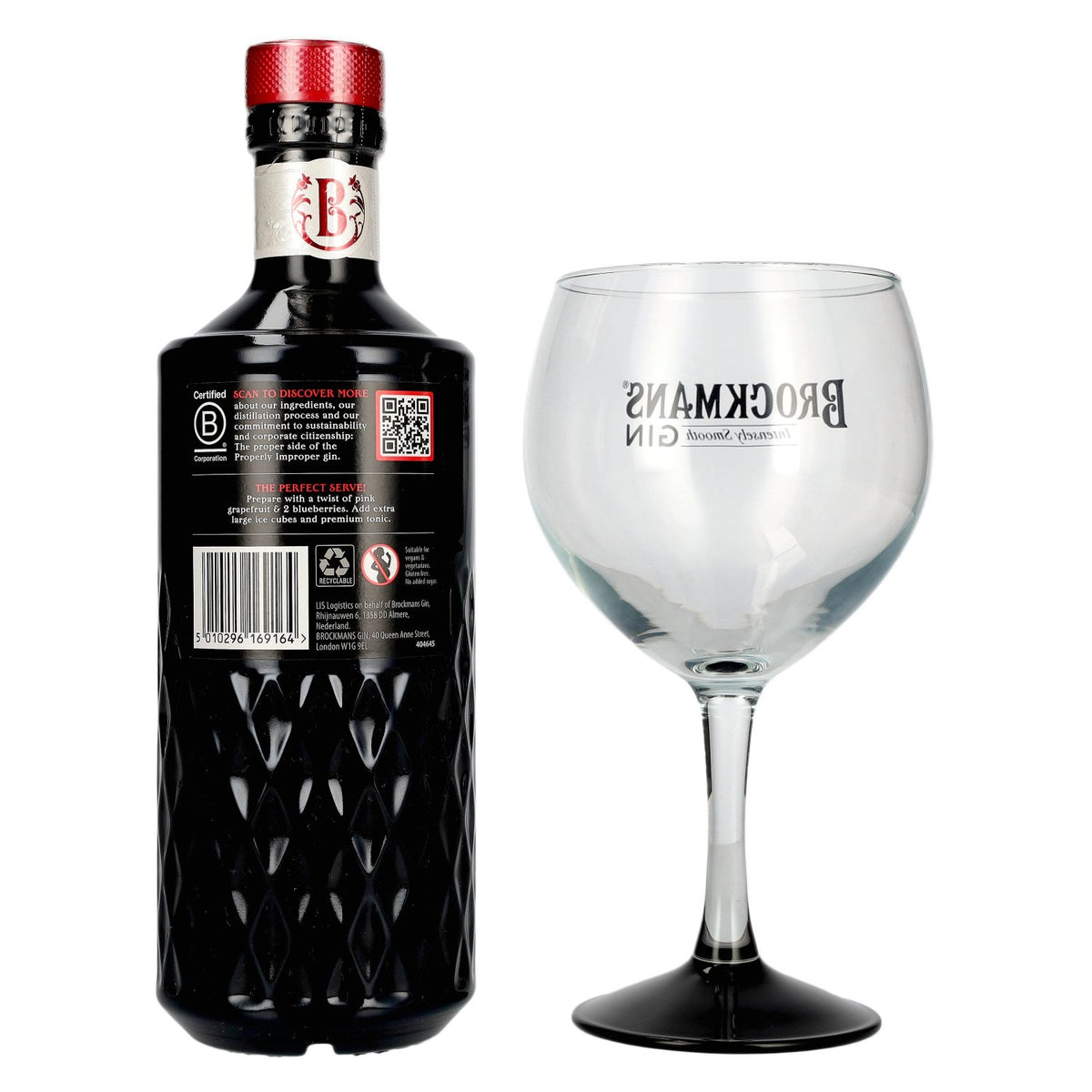 Brockmans Intensely Smooth PREMIUM GIN 40% vol. 0,7 l in geschenkverpakking met glas
