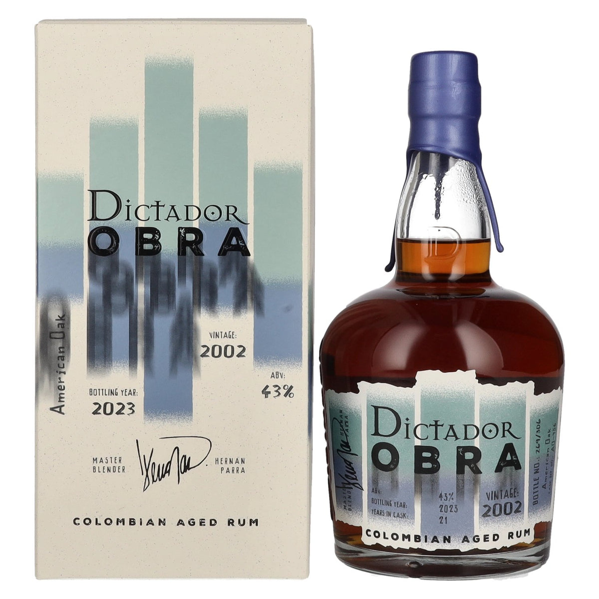 Dictador OBRA VINTAGE 21 Years Old AMERICAN OAK CASK Rum 2002 43% vol. 0,7 l in geschenkverpakking