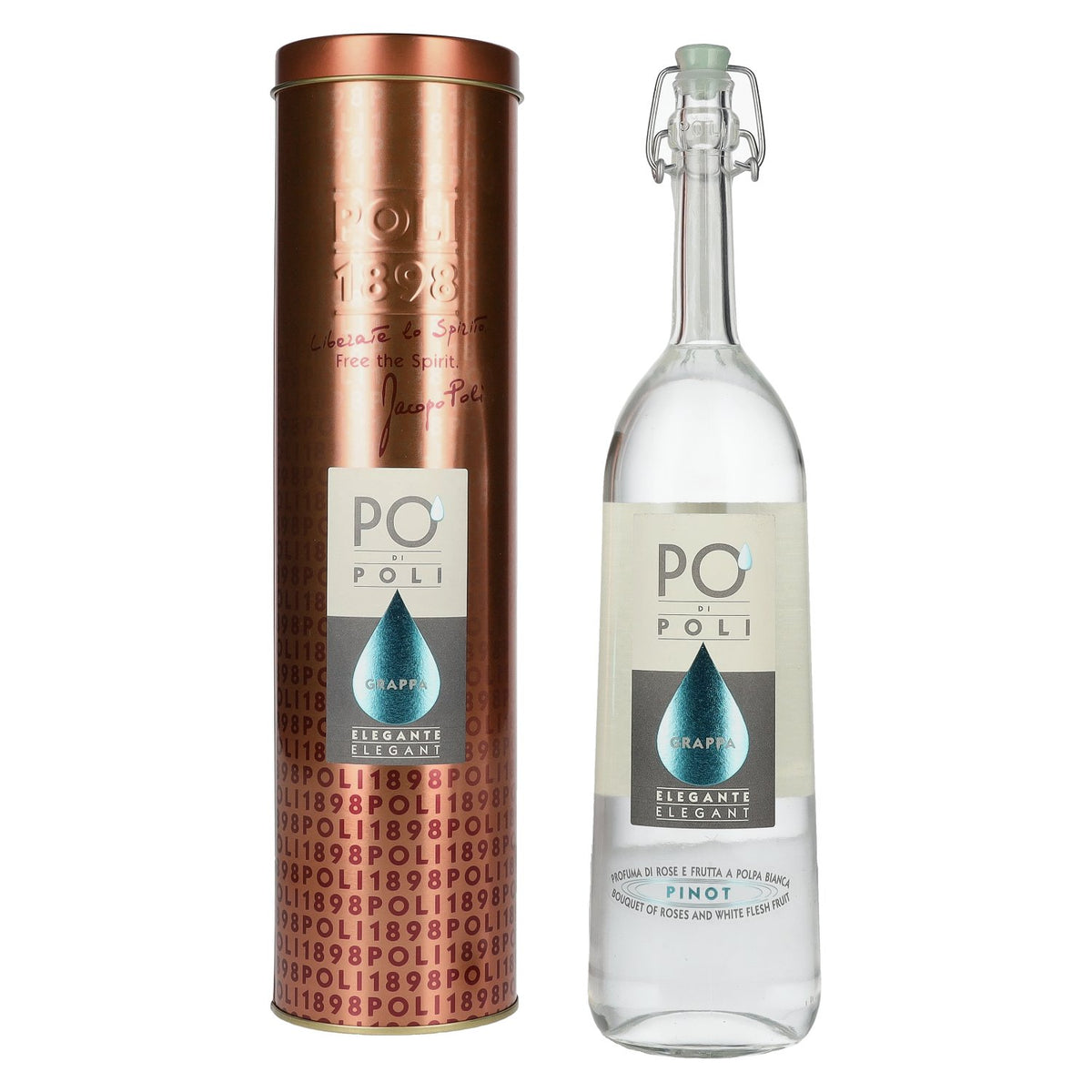 Poli Po' Di Poli Grappa Elegante 40 % vol., 0,7 l, dans une boîte métallique