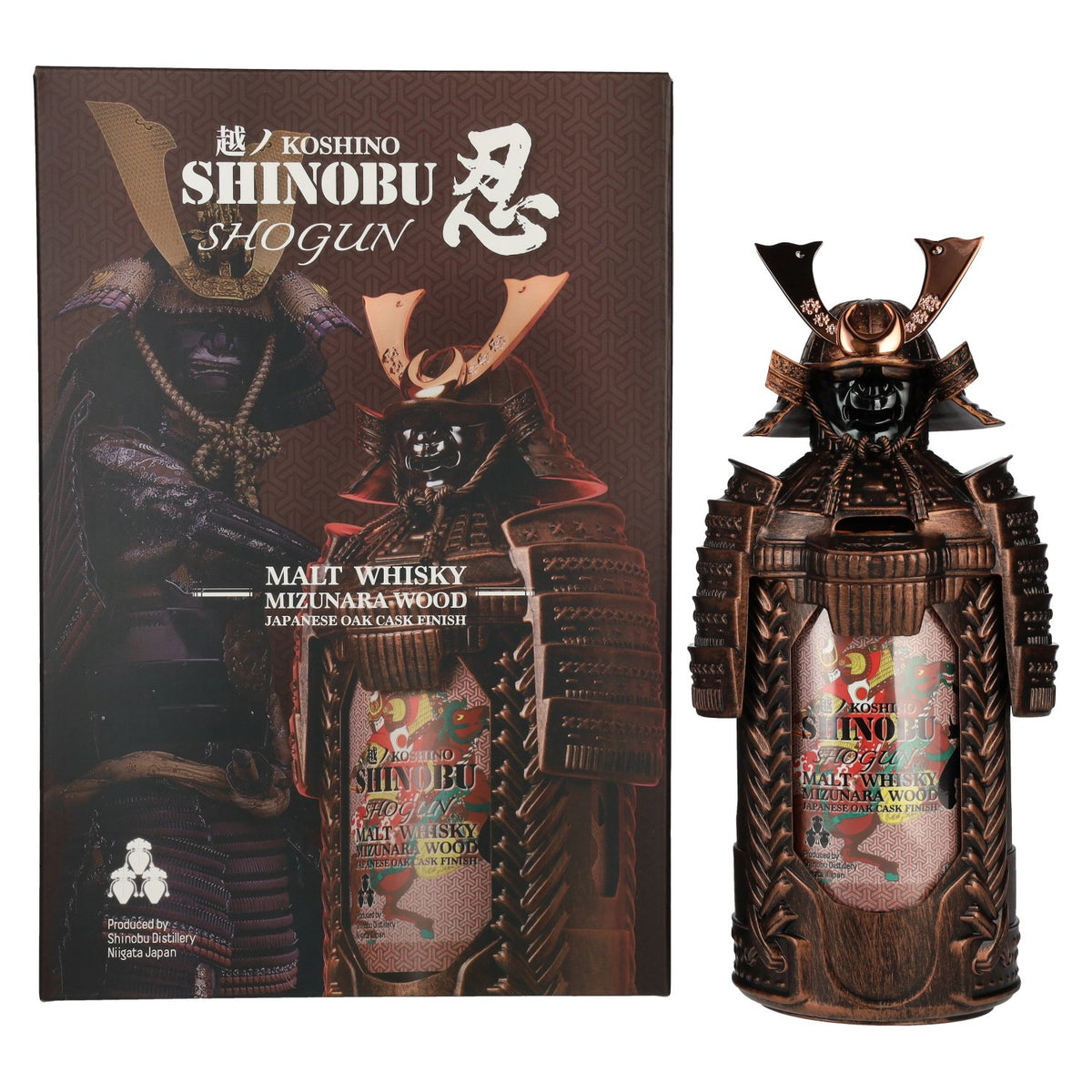 Le whisky de malt Koshi-No Shinobu SHOGUN, affiné en fût de chêne Mizunara, 43 % vol., 0,7 l, dans un coffret cadeau