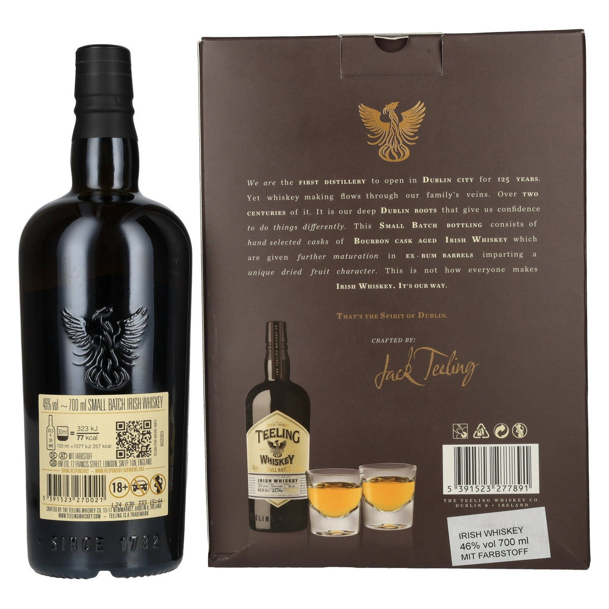 Teeling Whiskey SMALL BATCH Irish Whiskey Rum Cask 46% vol. 0.7 l in a gift box with 2 glasses