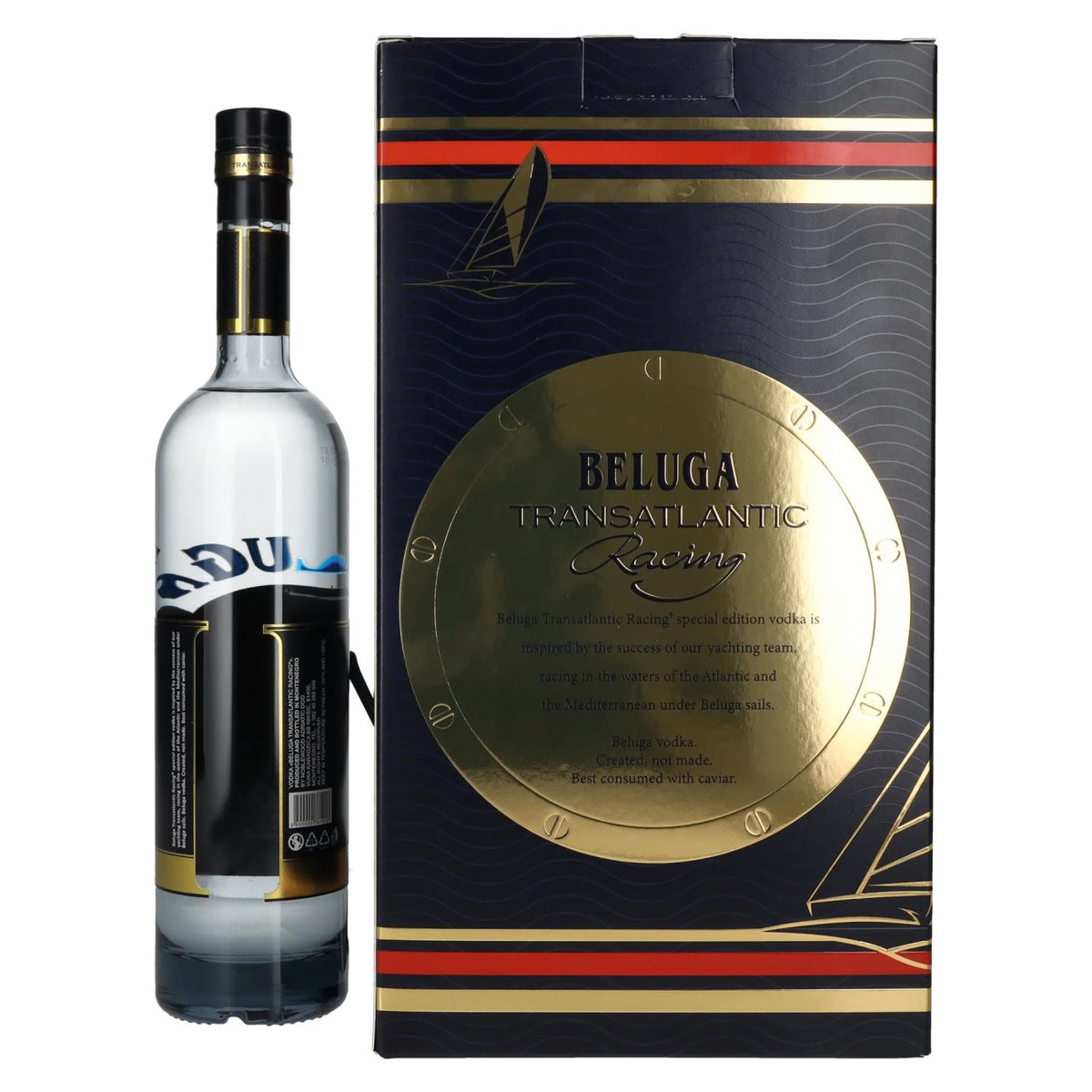 Beluga Transatlantic Racing Montenegro Wodka 40% Vol. 0.7l in geschenkverpakking met zonnebril