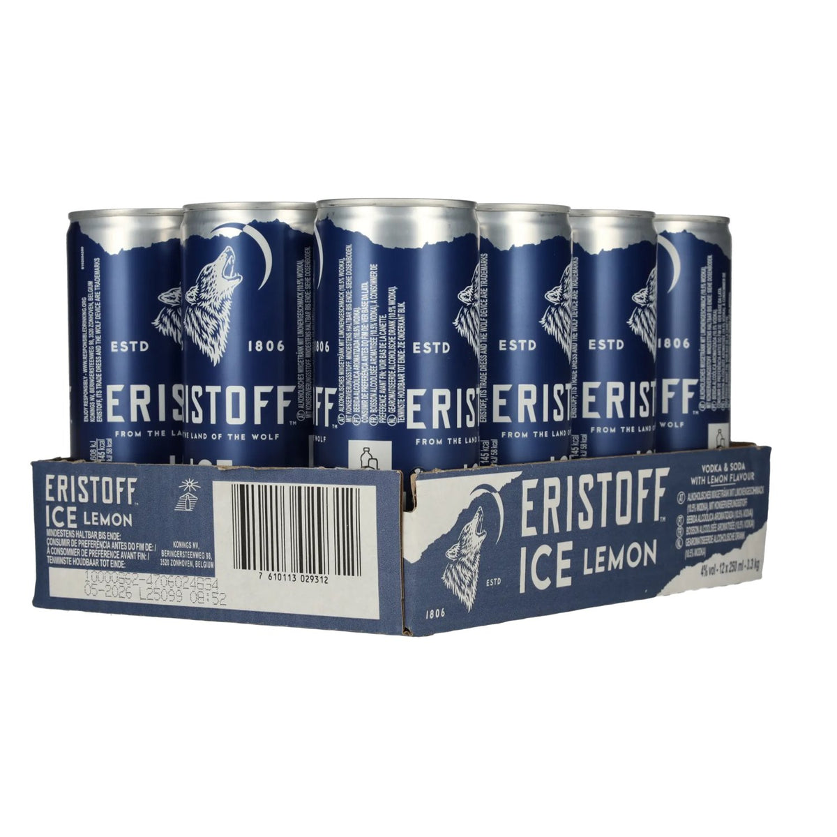 Eristoff Ice Lemon 4 % vol., 12 canettes de 0,25 l, consigne